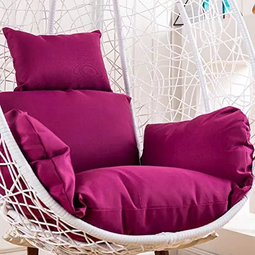 Fauteuil Suspendu Œuf en Résine Tressée avec Pied Métal, Coussin 7 Coloris, vue 6