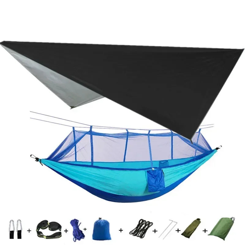 Hamac de Camping Double Moustiquaire, Bâche Imperméable et Sangles, 260 x 140 cm, vue 20