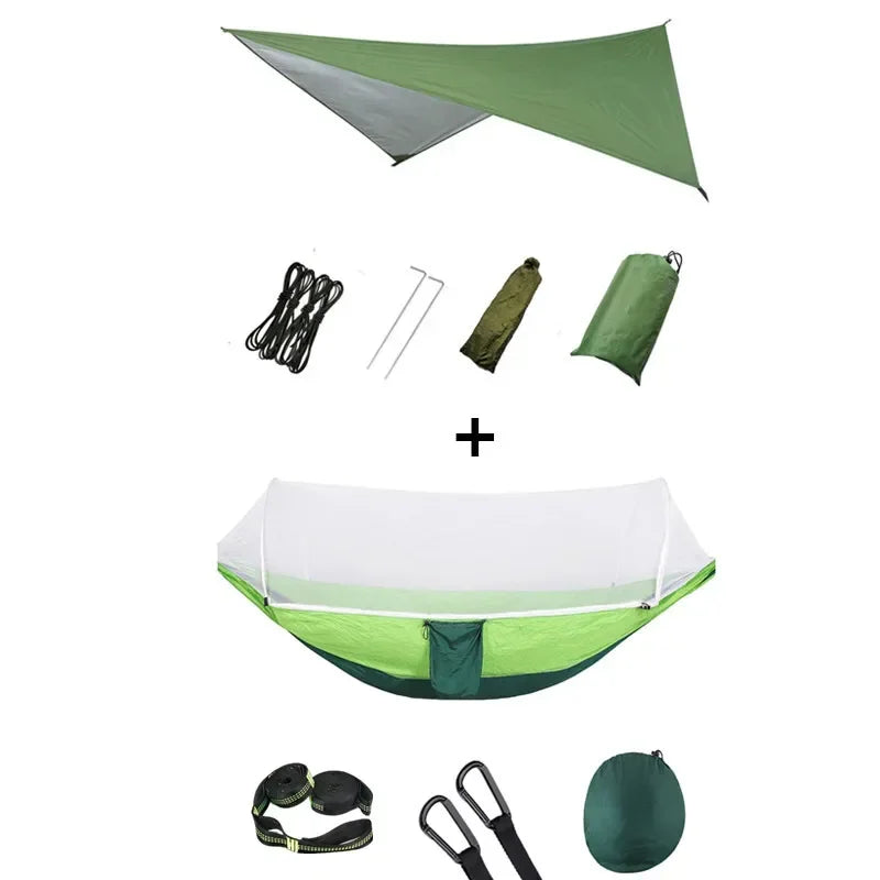 Hamac de camping pop-up avec moustiquaire et bâche de protection, 250 x 120 cm, vue 15