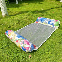 Hamac Gonflable de Piscine 4 en 1 en PVC, Filet Respirant, Marguerites ou Feuilles, 129,5 x 70 cm, vue 8