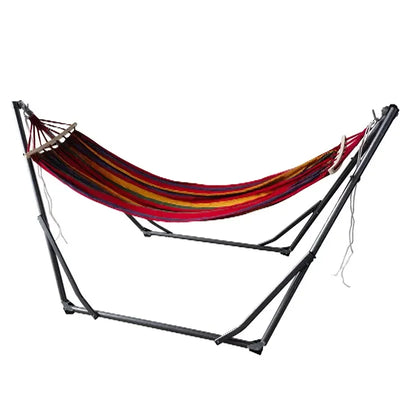 Hamac sur Pied Démontable en Coton Rayé, Support 255 cm