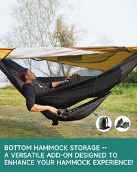 Hamac de camping avec toile pare-soleil 290 x 140 cm et hamac de rangement suspendu