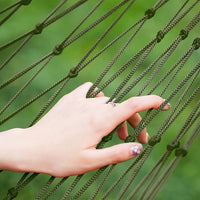 Hamac filet de jardin et plage en nylon vert olive, cordes incluses, vue 3
