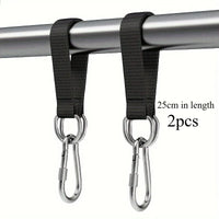 Sangles de Suspension Noires pour Hamac et Barre Fixe, Lot de 2 avec Mousquetons, 25 ou 35 cm, vue 7