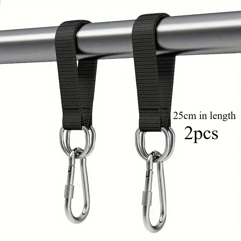 Sangles de Suspension Noires pour Hamac et Barre Fixe, Lot de 2 avec Mousquetons, 25 ou 35 cm, vue 7