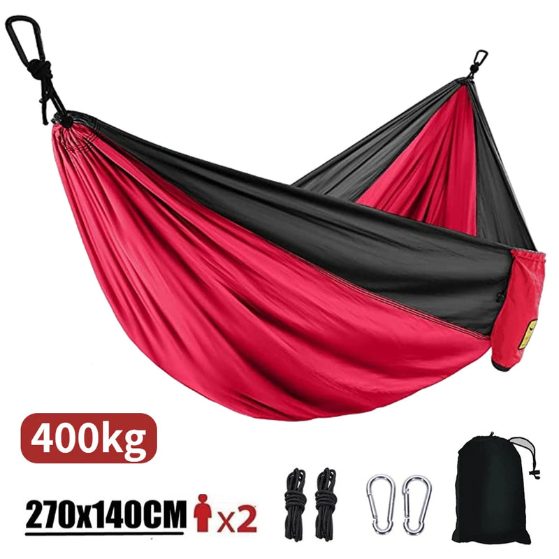Hamac de Camping 2 Places en Nylon de Parachute, 270 x 140 cm, Rouge ou Bleu Roi