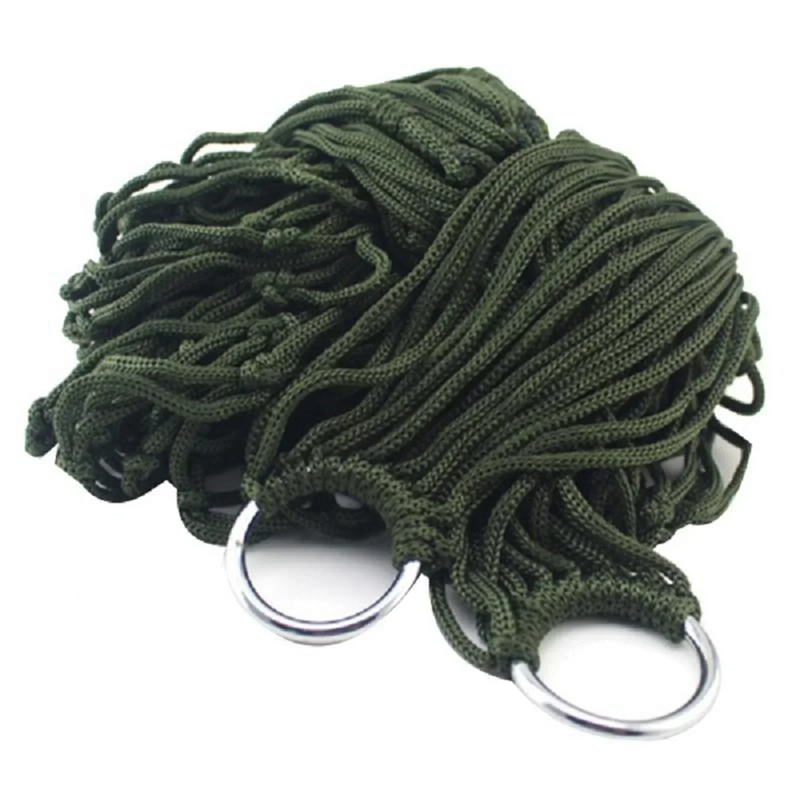 Hamac Filet en Corde de Nylon Vert, 240 x 80 cm, Portable pour Camping et Jardin, vue 2