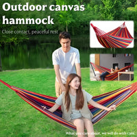 Hamac en toile rayée rouge, 1 ou 2 places, 260 x 80 ou 260 x 150 cm, vue 3
