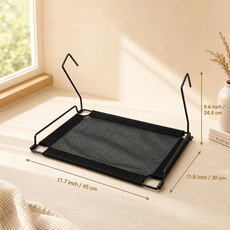 Hamac pour Chat Pliable à Accrocher au Radiateur ou au Rebord, Fer Noir et Maille, 45 x 30 cm, vue 5