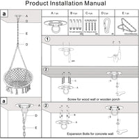 Chaise Hamac Ronde en Macramé de Coton avec Anneau en Acier et Kit de Suspension, vue 5