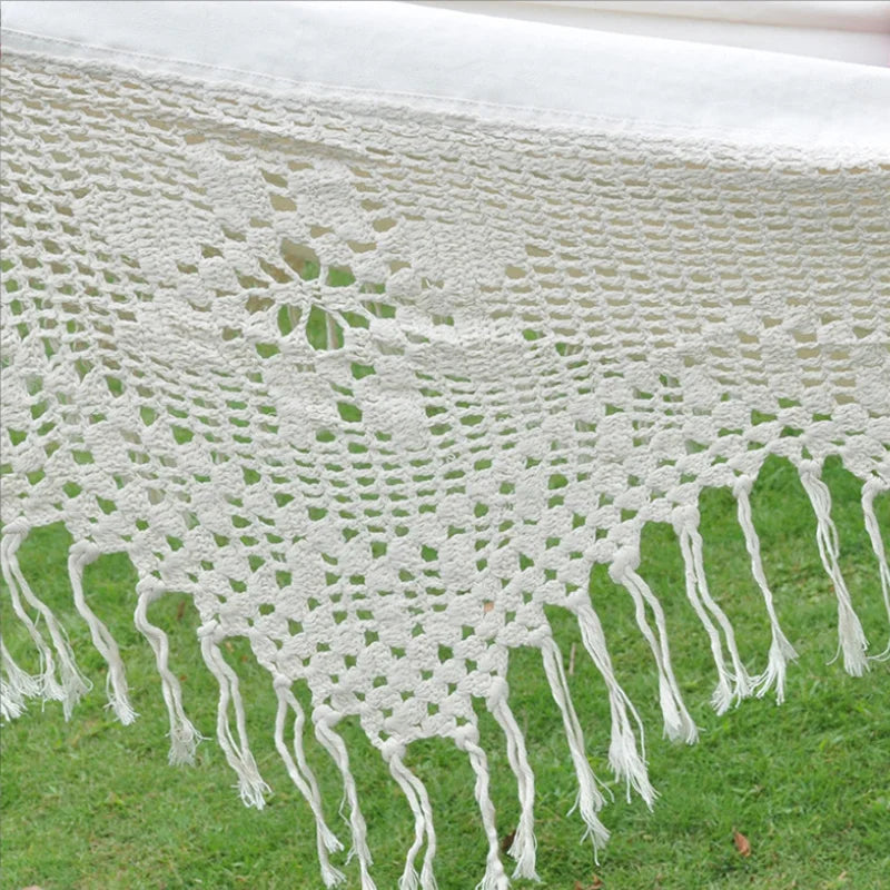 Hamac Double Bohème en Coton avec Franges au Crochet, 360 x 160 cm, Sac de Transport, vue 5