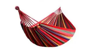 Hamac en Toile Rayée avec Cordes pour Arbres, 80 x 240 cm, Rouge ou Bleu, vue 6