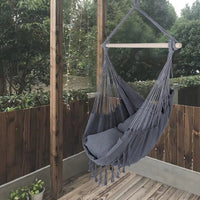 Chaise Hamac Suspendue en Coton et Lin, Barre en Bois, 2 Coussins, vue 6
