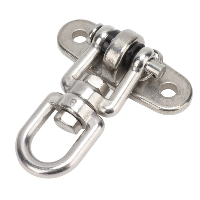Fixation Hamac Pivotante 360° en Inox 304, Platine 8,2 cm avec Chevilles et Vis, vue 2