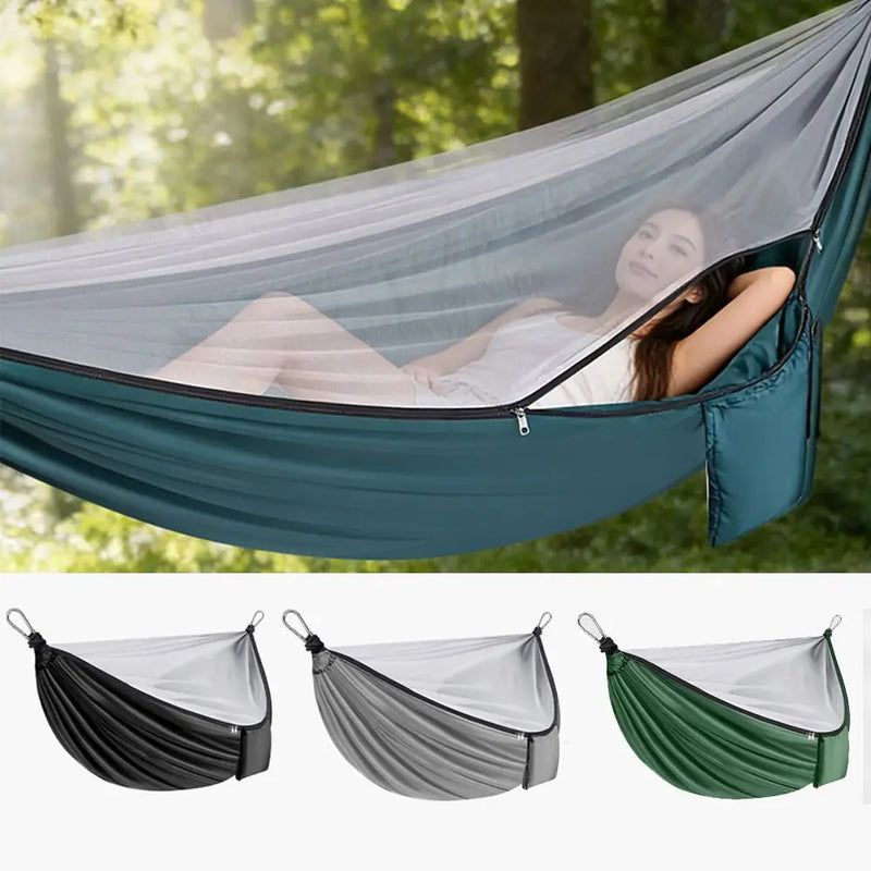 Hamac de Camping Double avec Moustiquaire Intégrée, Polyester, 270 x 140 cm, 5 Coloris, vue 3
