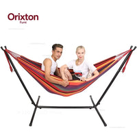 Hamac sur Pied en Toile de Coton Rayée, Support Acier 260 cm et Sac de Transport, vue 2