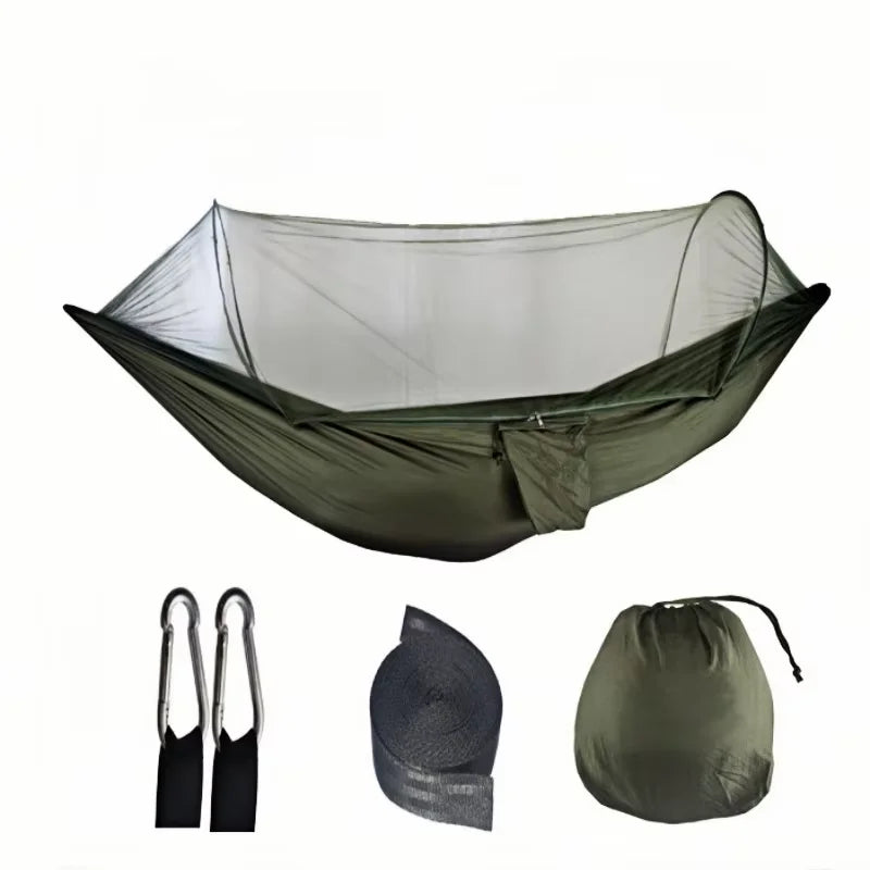 Hamac de Camping avec Moustiquaire Intégrée et Poche Latérale, 3 Coloris, Sac de Rangement, vue 8