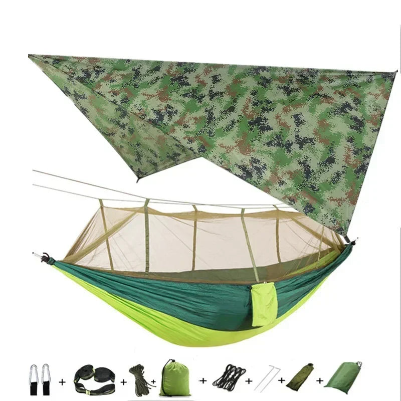 Hamac de Camping Double Moustiquaire, Bâche Imperméable et Sangles, 260 x 140 cm, vue 27