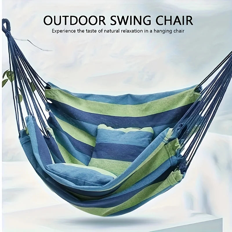Chaise Hamac Suspendue Rayée 130 x 100 cm, 2 Cordes et Sac, avec ou sans Oreiller, vue 4