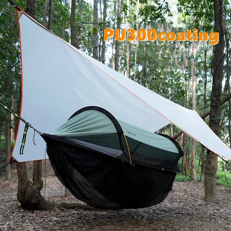 Bâche hexagonale pour hamac 360 x 300 cm, tissu anti-déchirure enduit PU3000, blanc, 915 g, vue 3