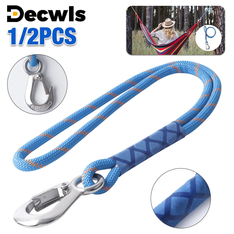 Corde de suspension bleue avec mousqueton pour hamac, 62 cm, lot de 1 ou 2