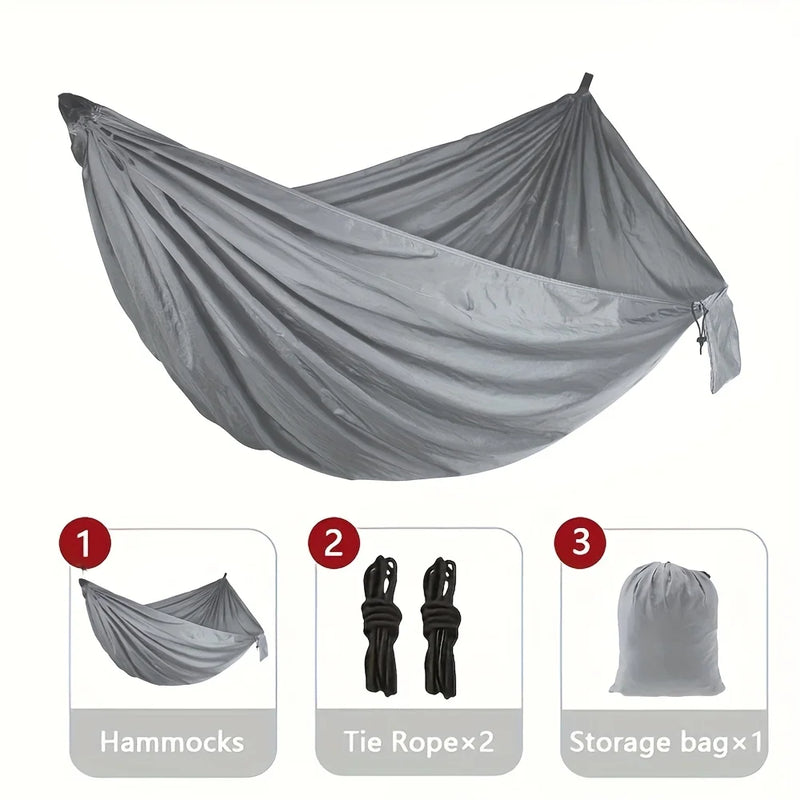 Hamac de Camping en Polyester avec 2 Cordes et Sac de Rangement, 210 x 140 cm, 4 Coloris, vue 10