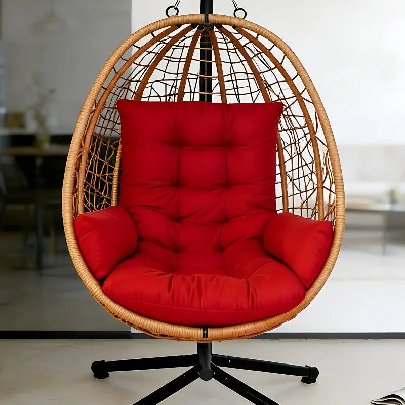 Coussin pour Fauteuil Suspendu Œuf, Assise et Dossier Matelassés, Crème ou Rouge, vue 6
