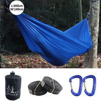 Hamac de Camping Ultraléger Double en Nylon, 300 x 140 cm, Sangles et Mousquetons, vue 9