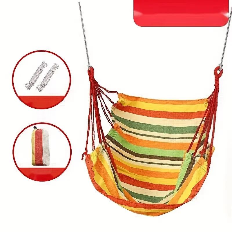 Chaise Hamac Suspendue en Toile Épaisse Rayée pour Jardin et Camping, vue 5