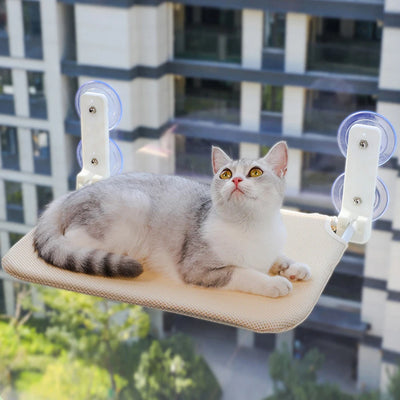 Hamac pour Chat de Fenêtre Pliable à Ventouses, Maille ou Peluche, 45 x 30 cm