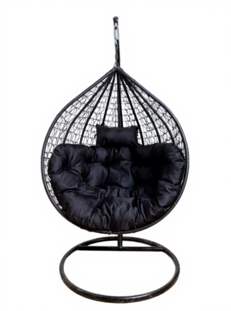 Fauteuil Suspendu Œuf Tressé sur Pied Métal, Charge 150 kg, 6 Modèles, vue 2