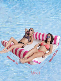 Hamac gonflable de piscine 2 places en PVC rayé, rose ou bleu marine, 120 x 130 cm, vue 6