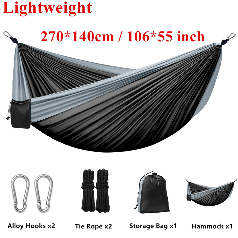 Hamac de Camping Ultraléger en Nylon, 270 x 140 cm, 2 Places avec Mousquetons et Sac, vue 8