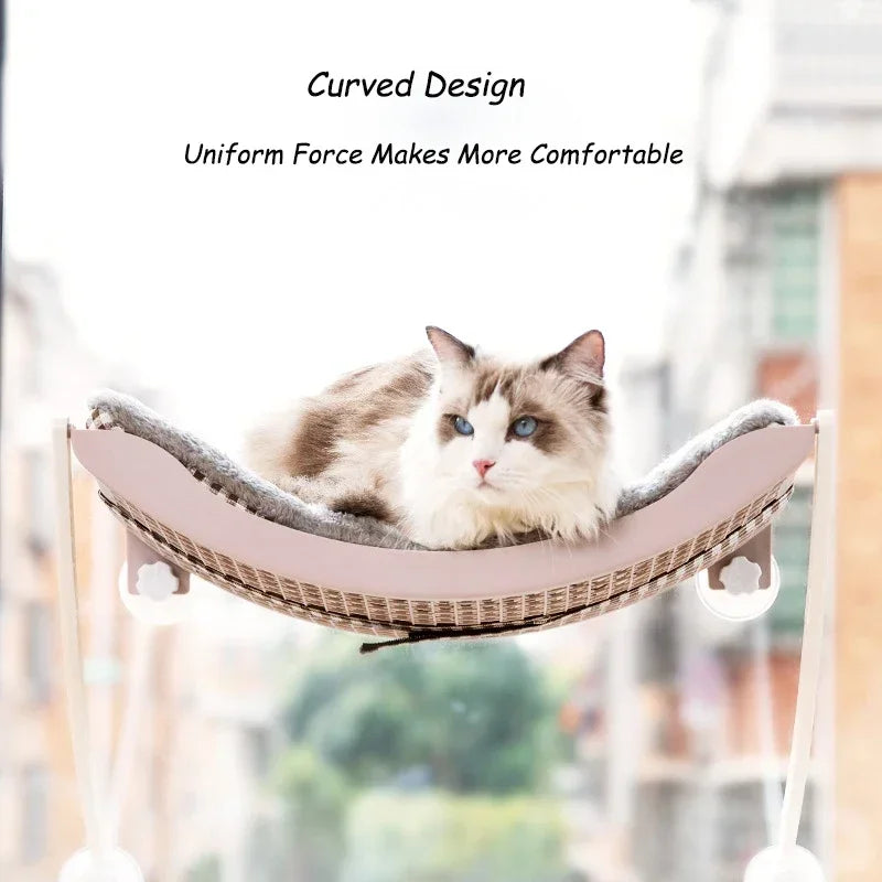 Hamac Chat Fenêtre à Ventouses Courbé avec Coussin ou Planche à Gratter, vue 4