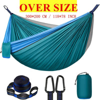 Hamac de Camping Double Extra Large 300 x 200 cm avec 2 Sangles de 2 m et Mousquetons, vue 9