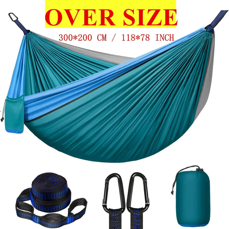Hamac de Camping Double Extra Large 300 x 200 cm avec 2 Sangles de 2 m et Mousquetons, vue 9