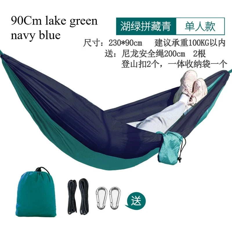 Hamac de Camping Nylon Simple ou Double, Cordes et Mousquetons Inclus, vue 9