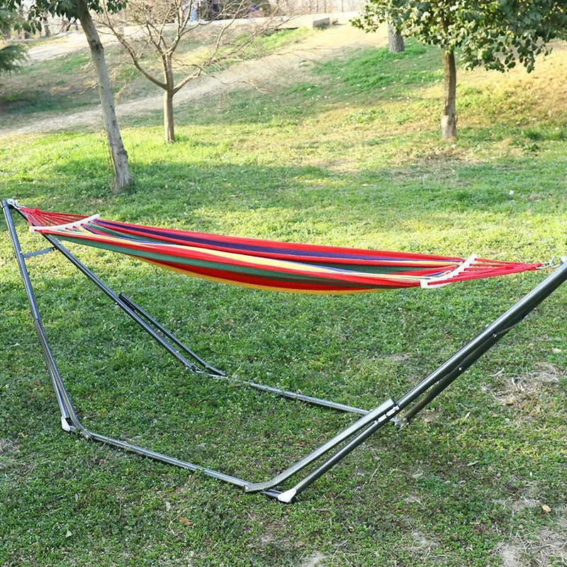 Hamac sur Pied Démontable en Coton Rayé, Support 255 cm, vue 3