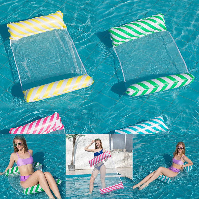 Hamac Flottant Gonflable Pliable avec Filet en Nylon, 122 x 70 cm, Bleu Turquoise ou Vert, vue 3