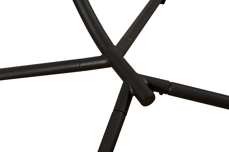 Fauteuil Suspendu Pliable Tressé Marron, Pied en C Noir, Coussin Gris Foncé, vue 6