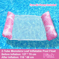 Hamac Gonflable de Piscine 4 en 1 en PVC, Motif Feuilles de Monstera, 127 x 70 cm, avec Pompe, vue 9