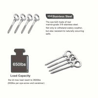 Vis à Anneau pour Hamac et Chaise Suspendue en Inox, Lot de 4, M5 ou M8, vue 6