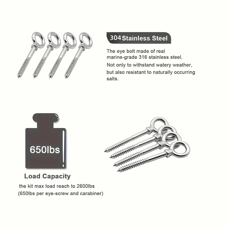 Vis à Anneau pour Hamac et Chaise Suspendue en Inox, Lot de 4, M5 ou M8, vue 6