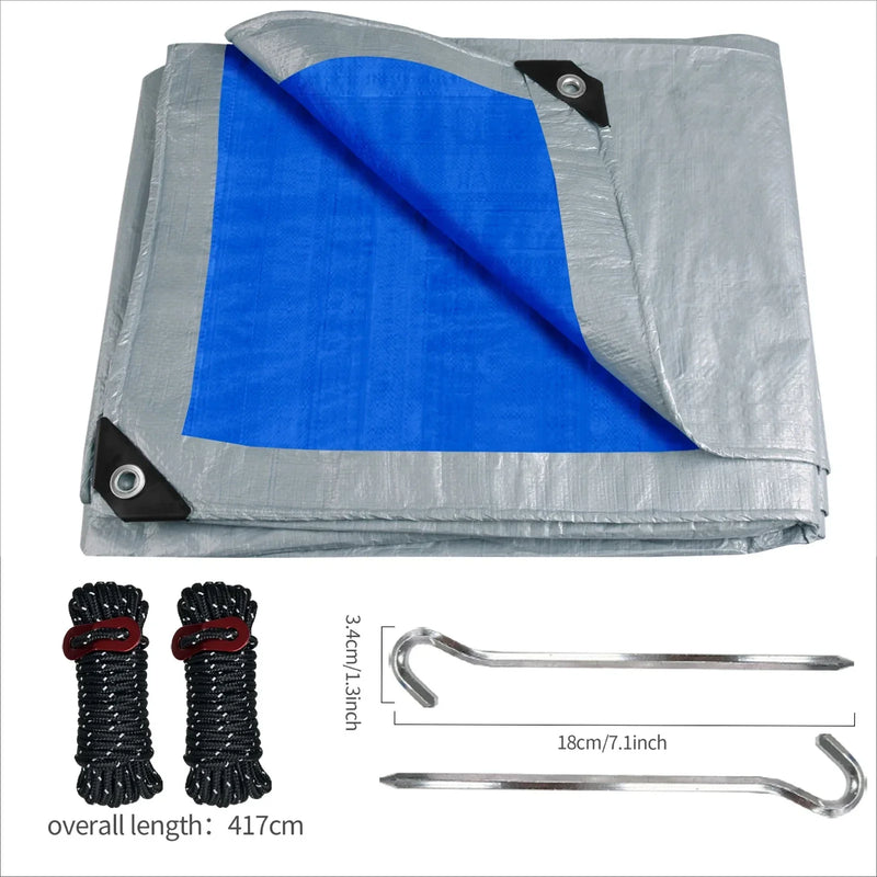 Bâche pour hamac imperméable en polyéthylène 105 g/m², œillets renforcés, vert ou bleu, 5 tailles, vue 7
