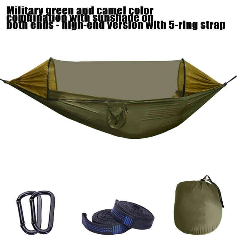 Hamac de camping avec moustiquaire à ouverture automatique, nylon 210T, 260 x 140 cm, vue 11