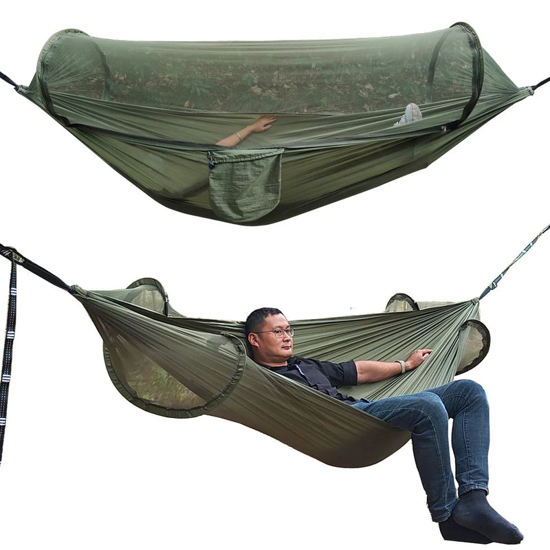 Hamac de camping double avec moustiquaire, sangles et bâche en option, vue 6