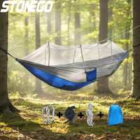Hamac de randonnée double avec moustiquaire, tissu 210T, 260 x 140 cm, 5 coloris