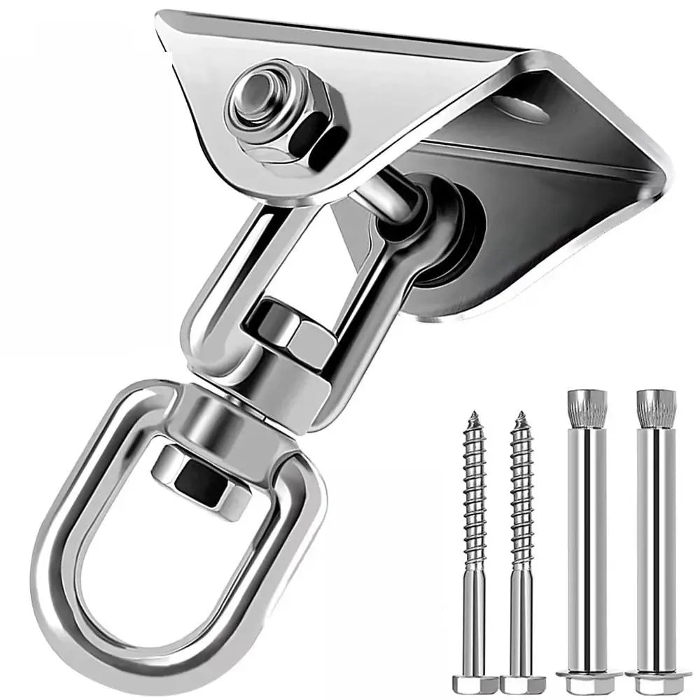 Crochet de Plafond Pivotant pour Hamac, Platine Inox et Chevilles, 3 Modèles