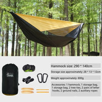 Hamac de camping avec toile pare-soleil 290 x 140 cm et hamac de rangement suspendu, vue 8