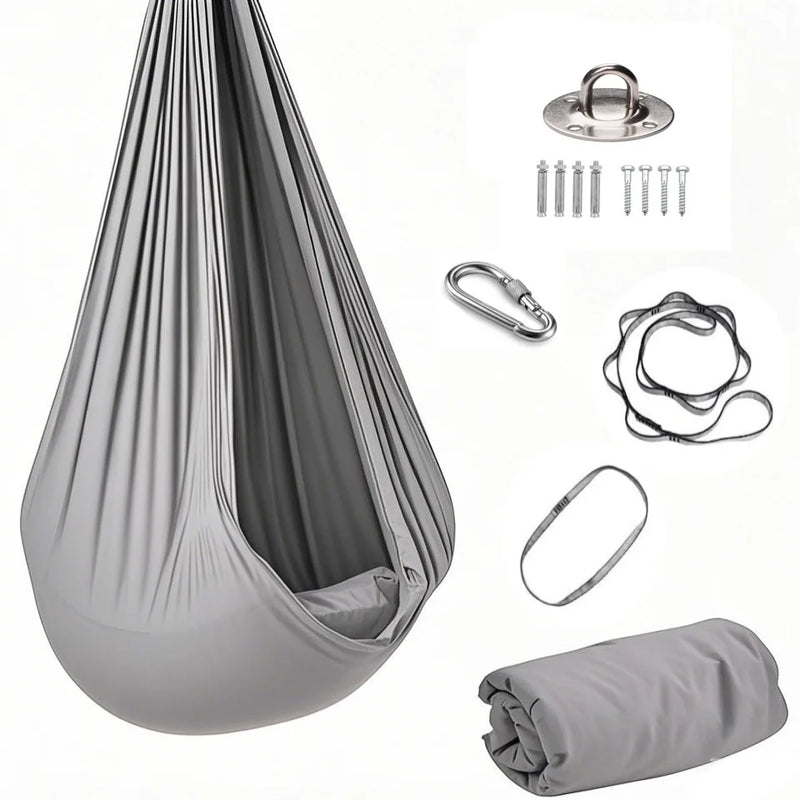 Hamac Suspendu Élastique en Polyamide, 150 x 280 cm, Kit de Fixation, Yoga Aérien, vue 14
